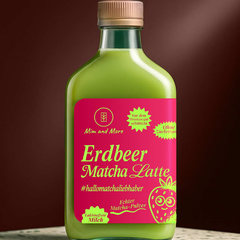 Erdbeer Matcha-Latte Glasflasche 190ml