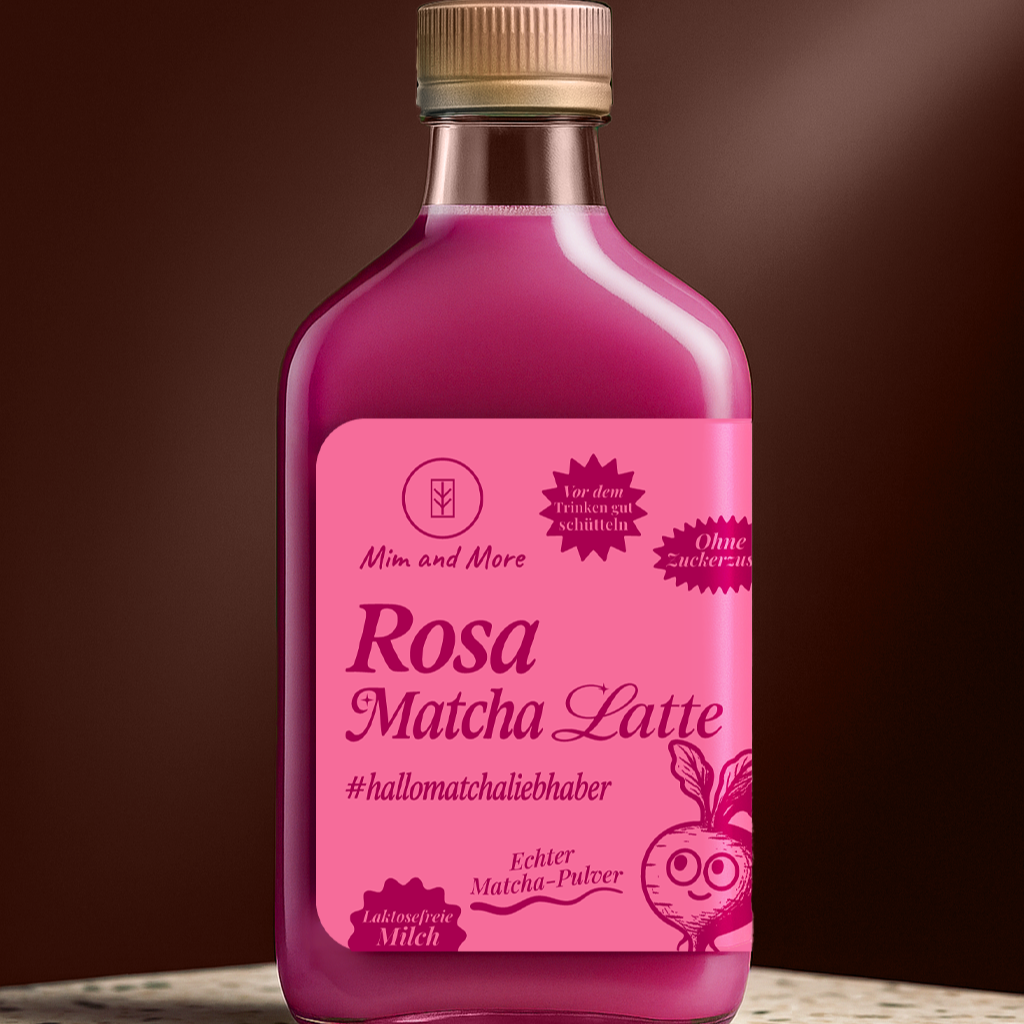 Pink Matcha-Latte Glasflasche in Pink für Matcha 190ml